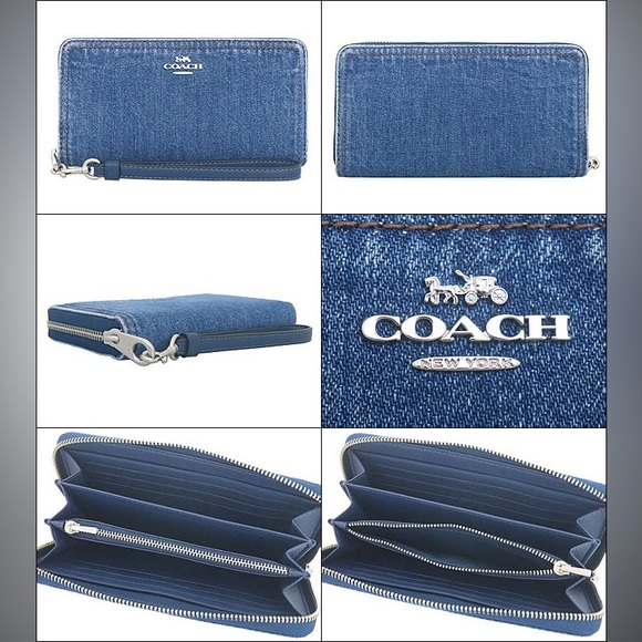 Coach Long Zip Around Wallet In Denim - Picture 3 of 11
